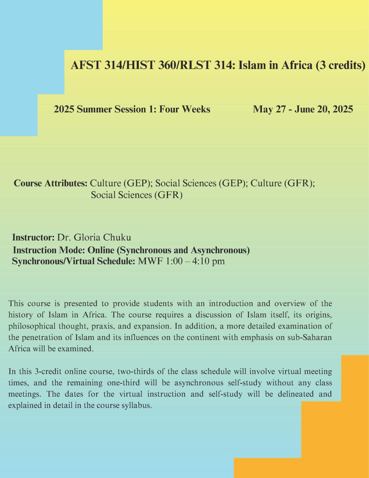 2025 Summer Course Offerings Department of Africana Studies UMBC